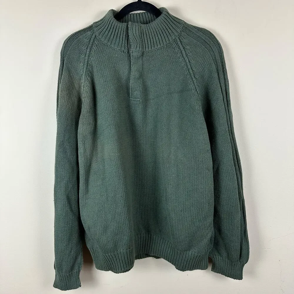 The Territory Ahead Cashmere Blend Henley Mock Neck Sweater Snap Reverse Mens XL